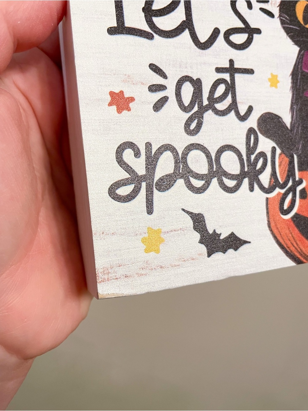 Let’s Get Spooky Halloween Rustic Wooden Decor - Black Cat and Pumpkin - Picture 4 of 10